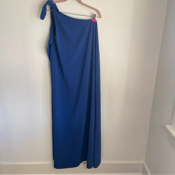 Crosby by Mollie Burch Sasha blue shoulder tie asymmetrical maxi dress Small - Picture 7 of 9